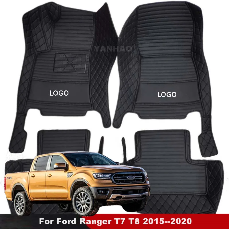 Автомобильные коврики для пола Ford Ranger T7 T8 2015 2016 2017 2018 2019-2023, водонепроницаемые ковры для ног, аксессуары для интерьера.