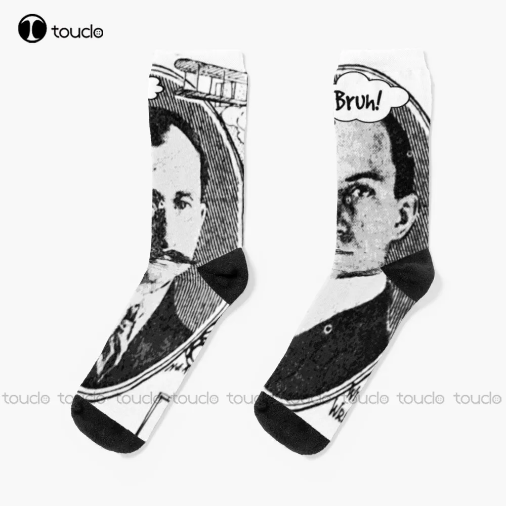 

The Wright Brothers. Orville & Wilbur. Bruh! Socks Black Mens Socks Christmas Gift Unisex Adult Teen Youth Socks Custom