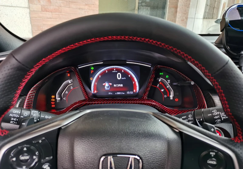 

For Honda 17 Onwards Civic Type R FK8 10th Gen FC Red Carbon Fiber Cluster Surround Trim(Fit Both RHD & LHD )Glossy Finish Body