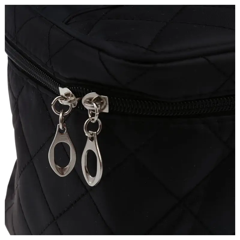 

New Zipper Cosmetic Storage Make up Bag Handle Train Case Purse-M black
