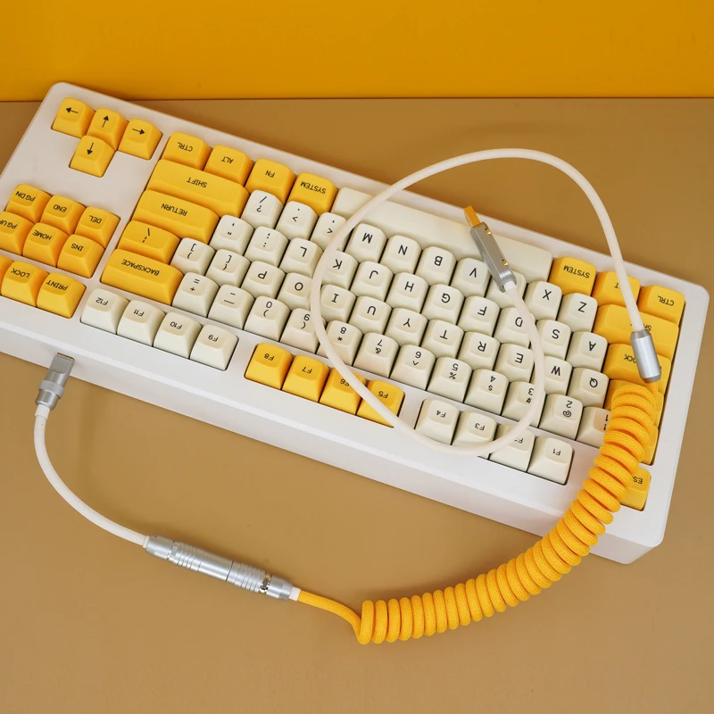 

Механическая клавиатура ручной работы GeekCable с кабелем для передачи данных для GMK тема SP Keycap Line банан Лето Colorway Type-C Mini-USB