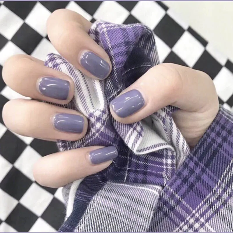 style6 Женские одноцветные Модные накладные ногти для девушек, милые одноцветные короткие накладные ногти, квадратная голова, полное покрытие ногтей, кончики с клеем - Цвет: style6