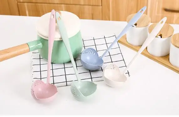 2 в 1 творческий пшеничной соломы суповая ложка ложки с длинной ручкой прекрасный