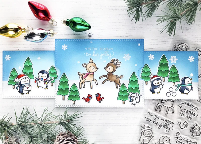 Sellos y troqueles de corte para manualidades, troqueles para &aacute;lbum de recortes en relieve, ping&uuml;ino, cervatillo, Navidad, invierno, 2021-2