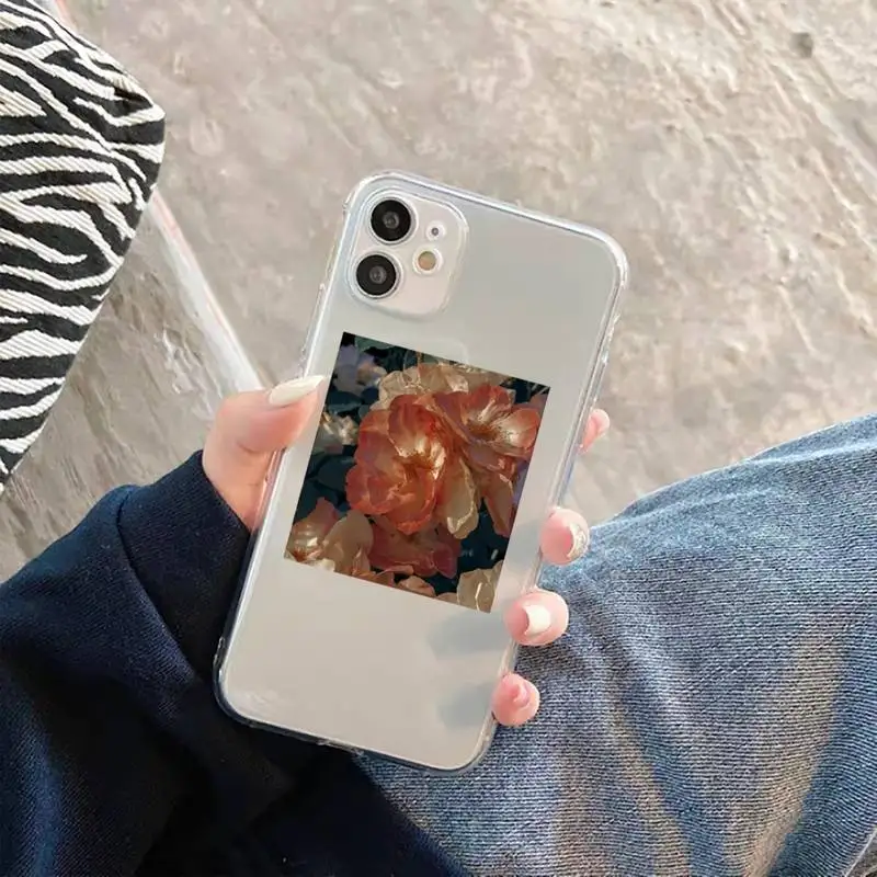 

Art flowers Beautiful fashion Phone Case Transparent for iPhone 11 12 mini pro XS MAX 8 7 6 6S Plus X 5S SE 2020 XR