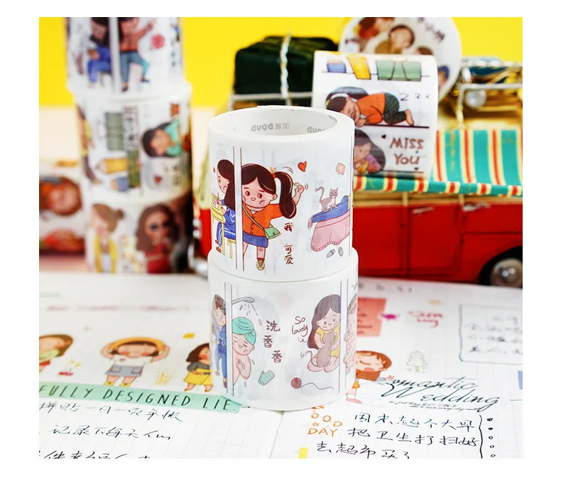 21styles Very Kawaii Cute Cartoon Little Girls Animal Food Expression Color Deco Washi Tape DIY Planner Scrapbookin Masking Tape