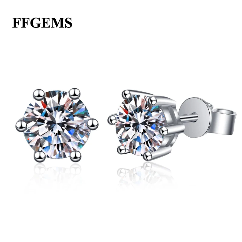 

Женские серебряные серьги, гвозди с шестью когтями, серьги с мусанитом, Прямая поставка с фабрики, поддержка произвольной идентификации