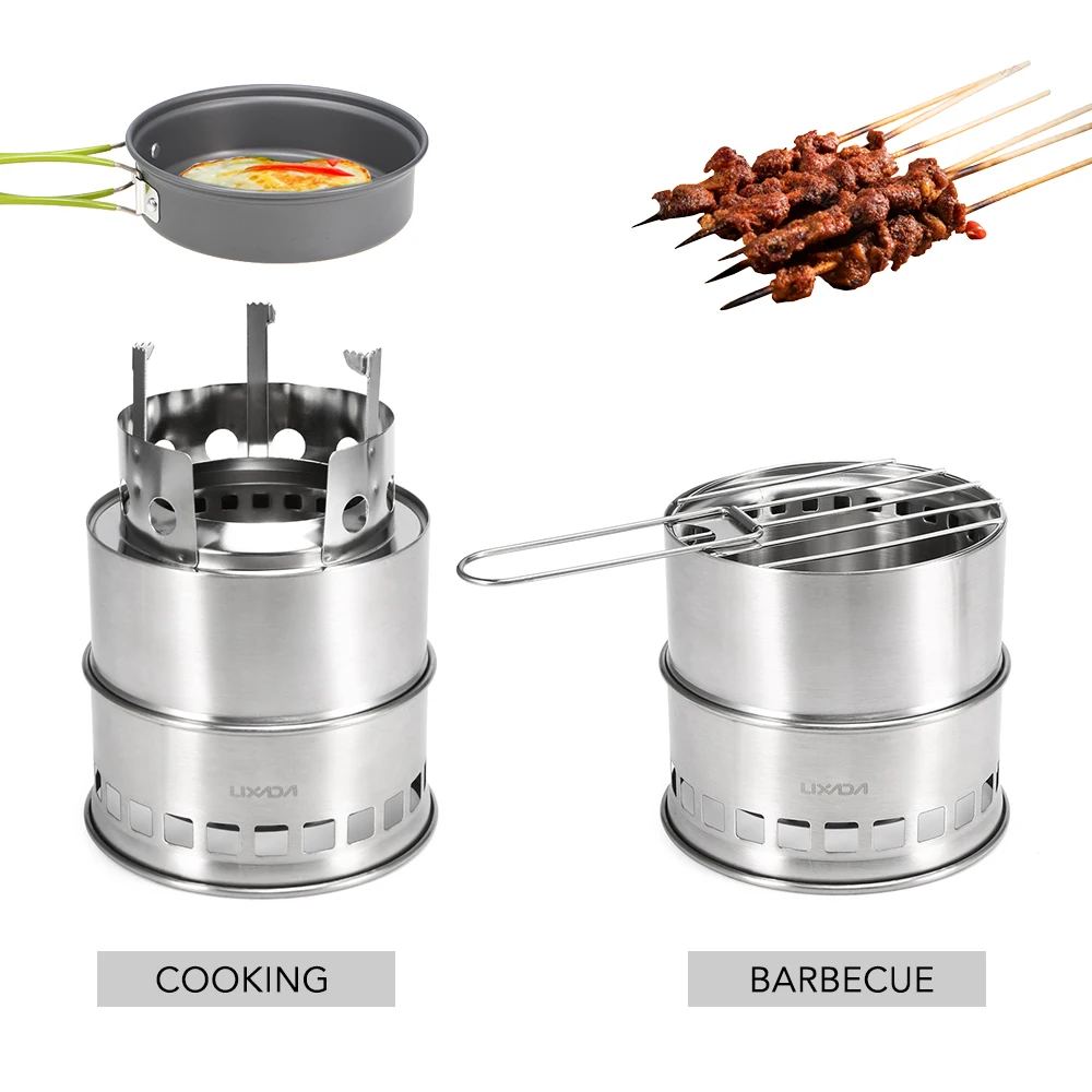 

Folding Camping Stove Outdoor Cooking Wood Burning Stove with Alcohol Tray Hiking Backpacking Picnic Camping Stove