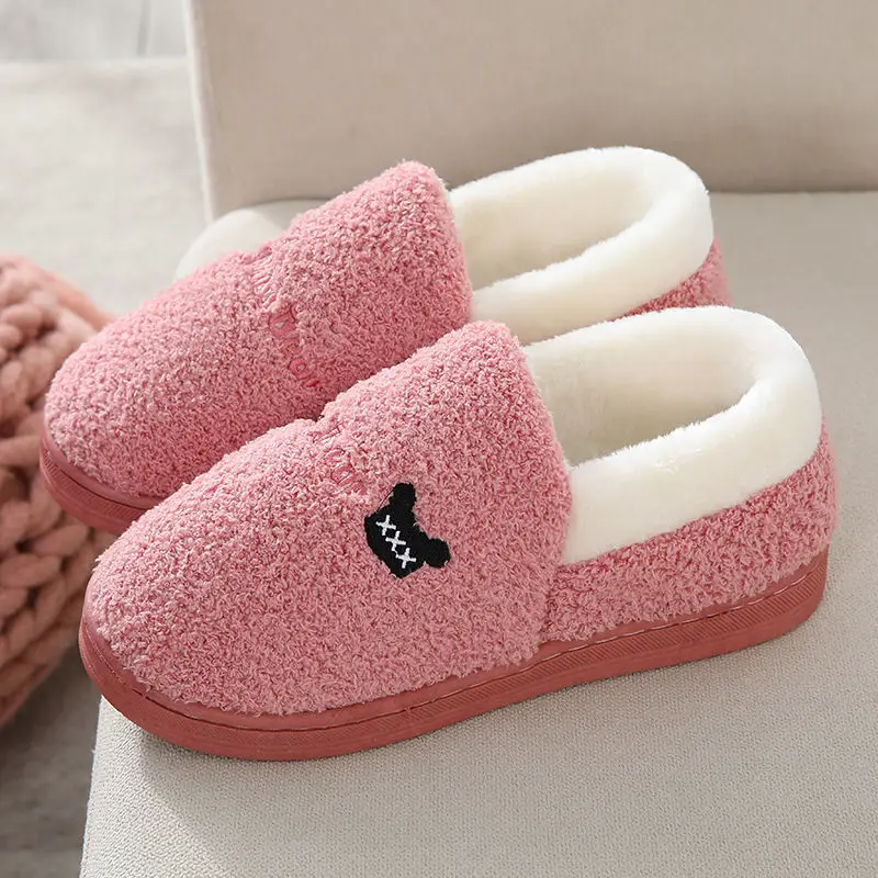 

Furry Short Plush Home Slippers for Women Winter Non Slip Bedroom Slippers Couple Shoes Soft Indoor Shoe Female 2021 New