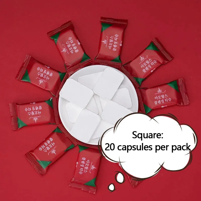 

20Pcs Disposable Towel Compressed Portable Towel Candy Cotton Tissues Travel Outdoor Compressed Wet Wipe Cleaning Towels