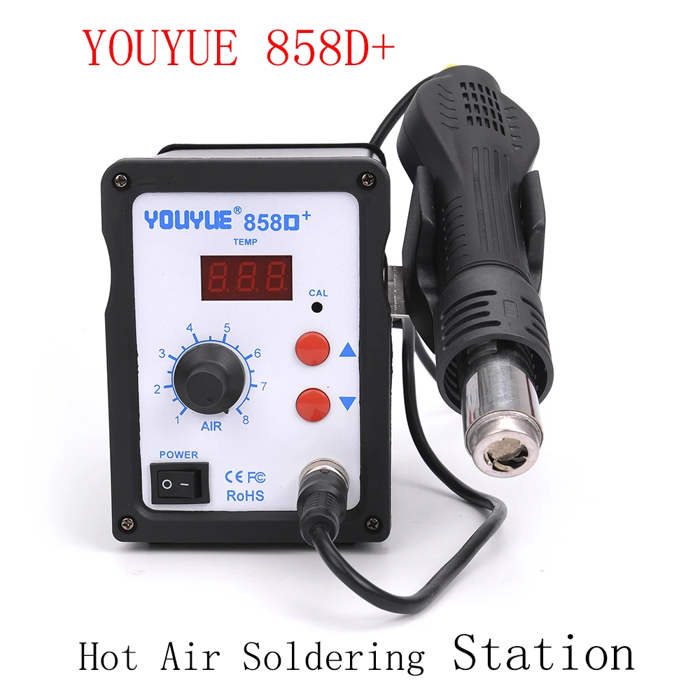 

Паяльная станция Youyue 858D + с термофеном, ESD, светодиодсветодиодный цифровая станция для распайки, пистолет для нагрева, обновление с Uyue858D +