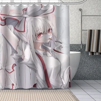 hot custom japanese anime fujiwara no mokou curtains polyester bathroom waterproof shower curtain with plastic hooks more size
