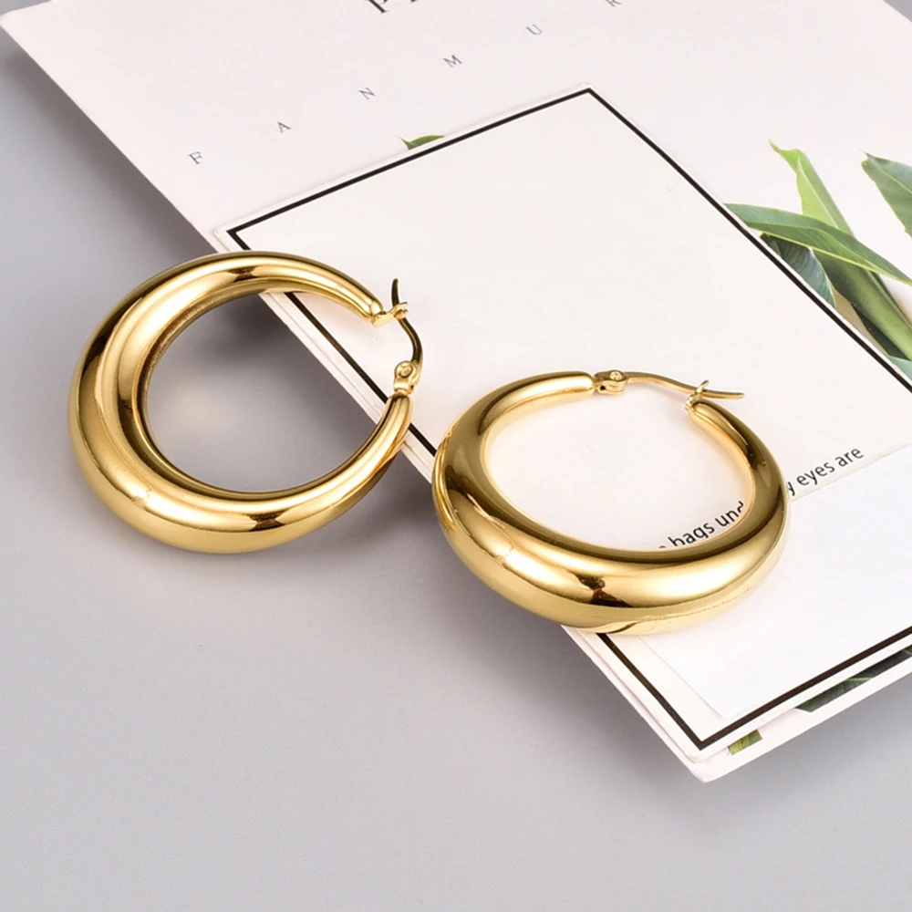 Серьги-кольца из титановой стали женские классические круглые украшения для