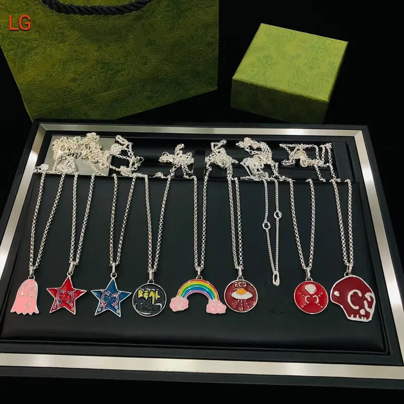 

Hip Hop Fashion Luxury Brand 925 Pure Silver Women's Necklace Men's Skull Retro Style Wolf Tiger Skull Charm Jewelry