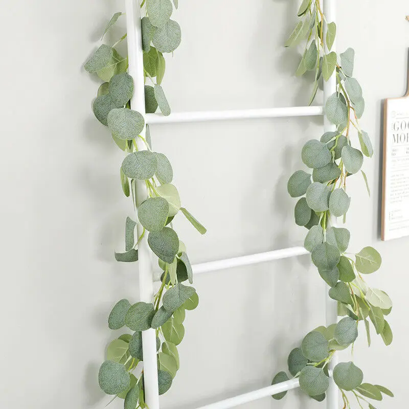 Горячая новинка искусственный эвкалипт гирлянда шелк лоза ручной работы Листья