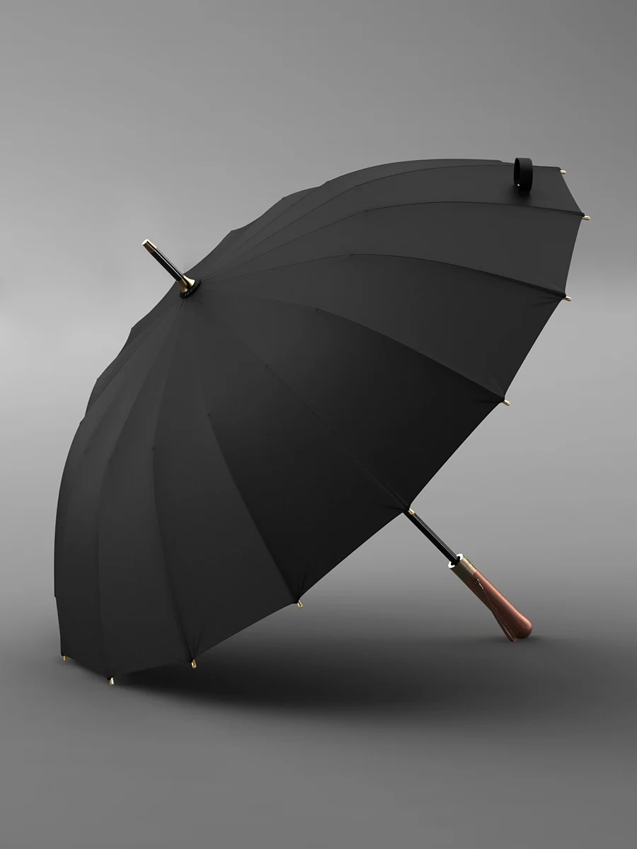 Comprare Ombrello A Manico Lungo Retrò Uomo D'affari Ispessimento Impermeabile Creativo Ombrello Dritto Antivento Parapluie Rain Gear DF50YS