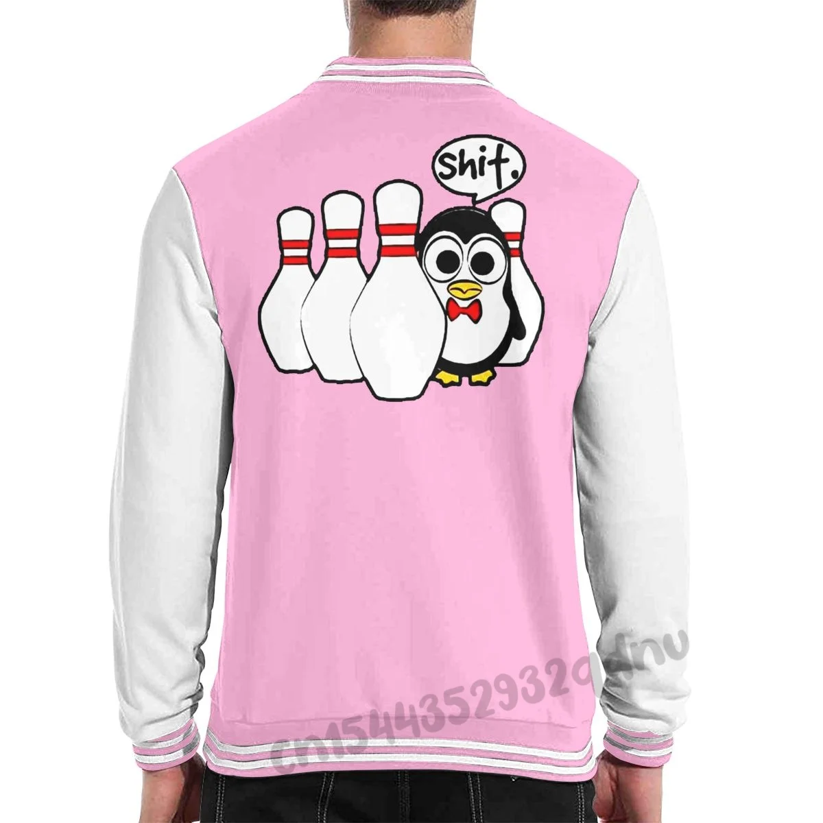 Мужская бейсбольная куртка в стиле Боулинг Пингвин с милым графическим принтом