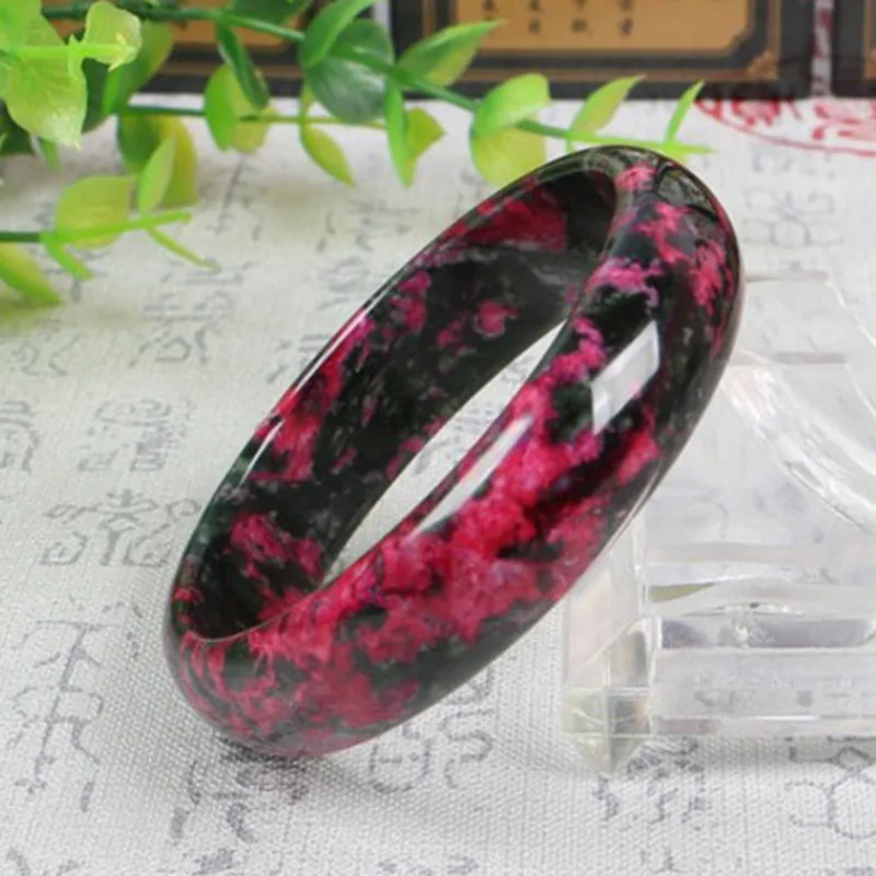 

Chinese Natural Color Hand-carved Jade Bracelet Fashion Women's Jewelry Wide Strip Plum Jade Bracelet Fengshui Accessories