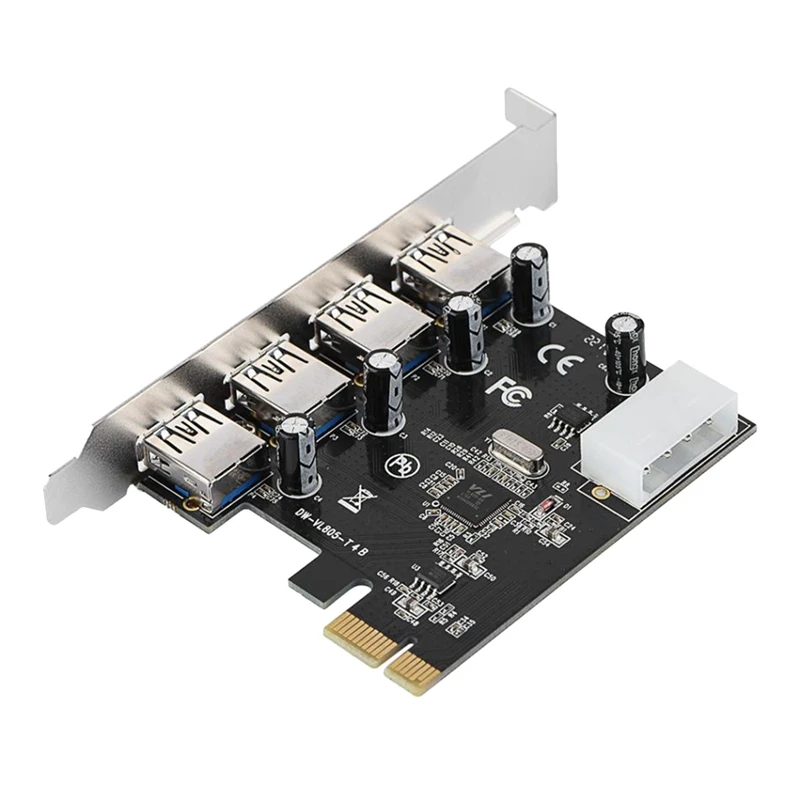 

PCI-E Adapter Card PCI Express to 4XUSB3.0 Large 4Pin Graphics Card Power Cord Expansion Card