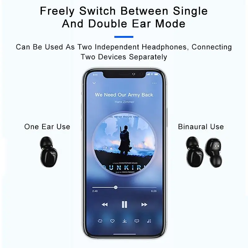 Kowkaka Bluetooth наушники беспроводные вкладыши TWS LED часы Функция Спортивная гарнитура