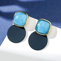 korean style blue square earrings for women drop jewelry party gifts s925 needle accessories hanging earrings 2020 new fashion