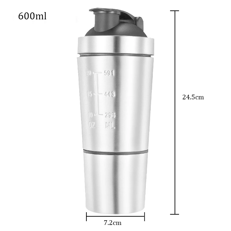 Бутылка-шейкер из нержавеющей стали блендер с сывороточным протеином и порошком