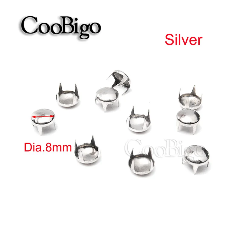 100pcs 8mm Round Dome Rivets Spike Studs Spots Nailhead Punk Rock DIY Leather Craft for Shoes Clothing Bag Parts Decoration - купить по