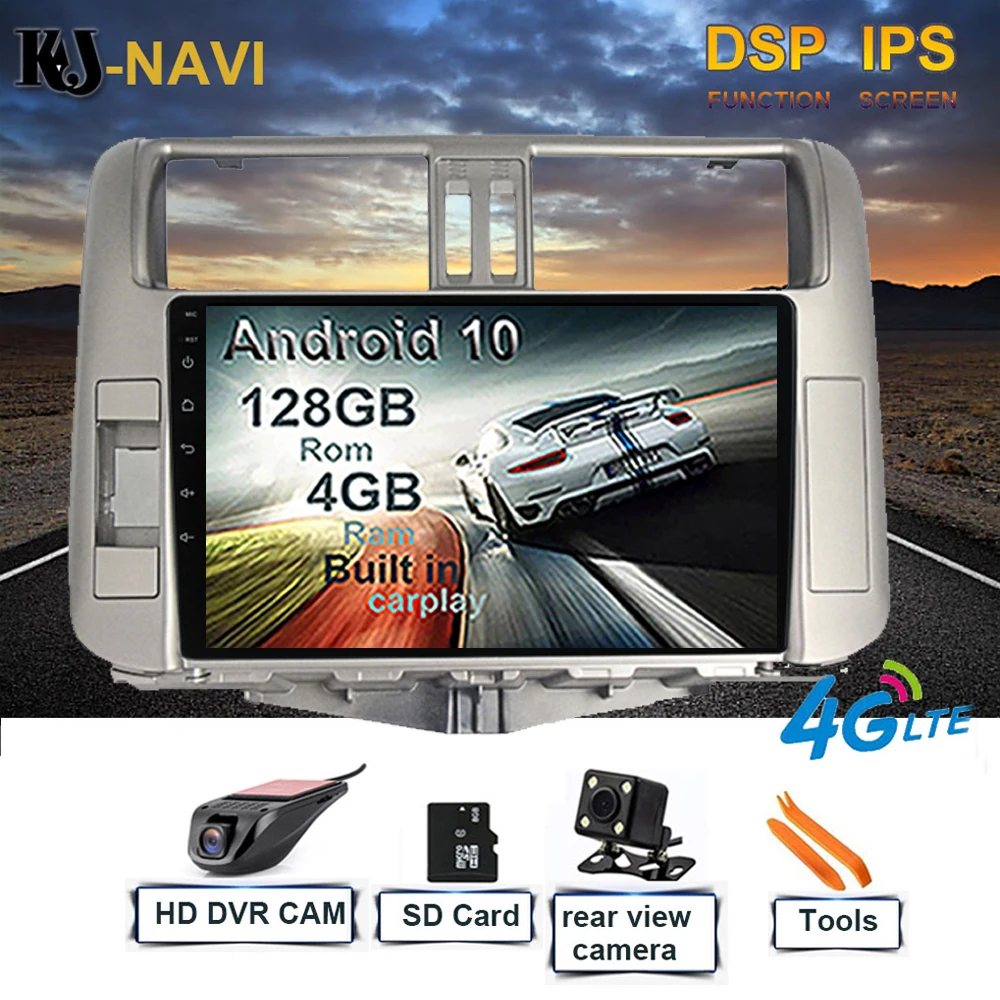 Автомагнитола для Toyota PRADO 150 2010-2013 без DVD GPS IPS-навигация BT FM DSP CARPLAY Android 10 |