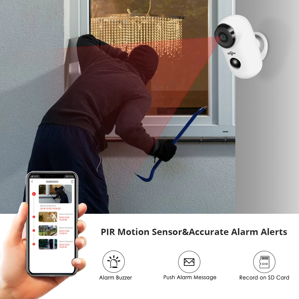 Беспроводная ip камера Hiseeu 1080P с аккумулятором Wi Fi перезаряжаемая 2 мегапиксельная