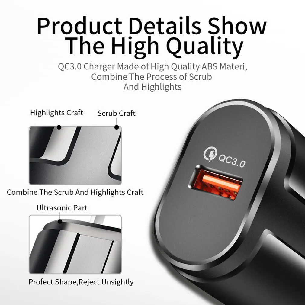 

5V3A 18W USB 3.0 Adapter Car Charger Fast Charging Power USB Devices Fast Charging Adapter For Mobile Phones