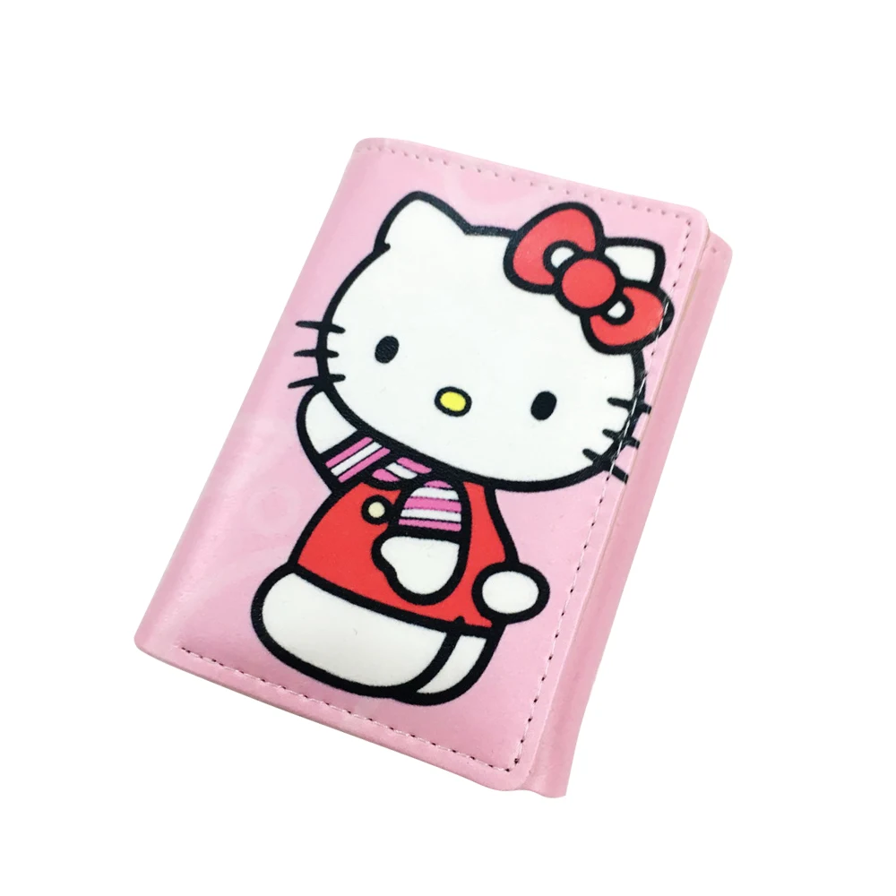 Новый дизайн модный розовый милый котенок Pu короткий кошелек карман три сложения