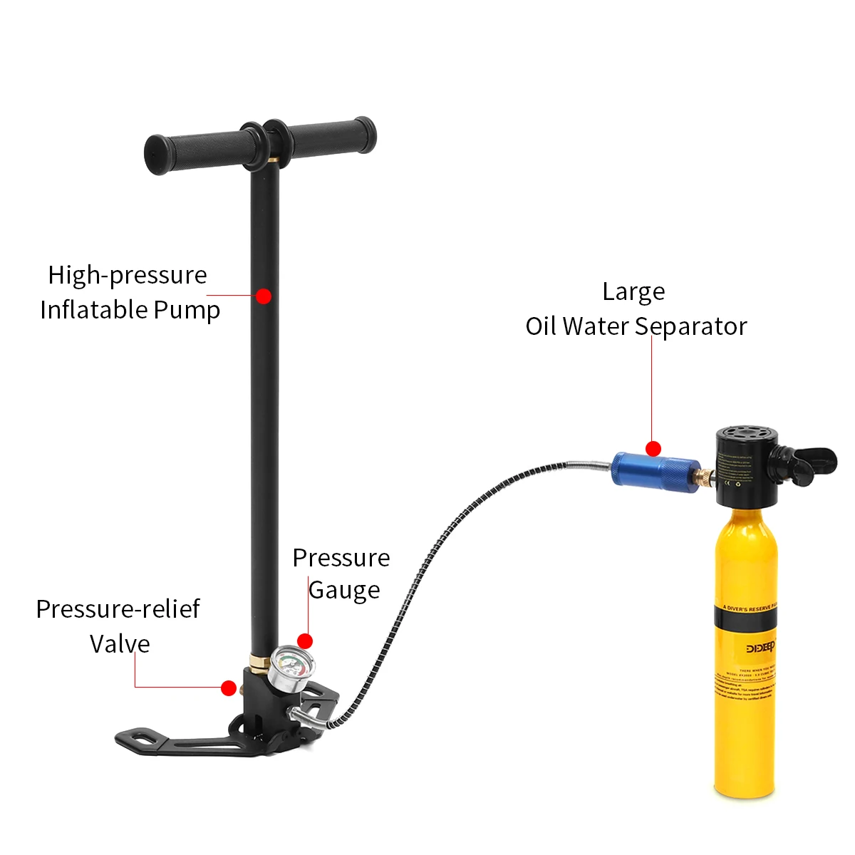 DIDEEP Diving System Mini Scuba Air Tank Scuba Oxygen Cylinder Reserve Air Tank Pump Aluminum Box Snorkeling Diving Equipment