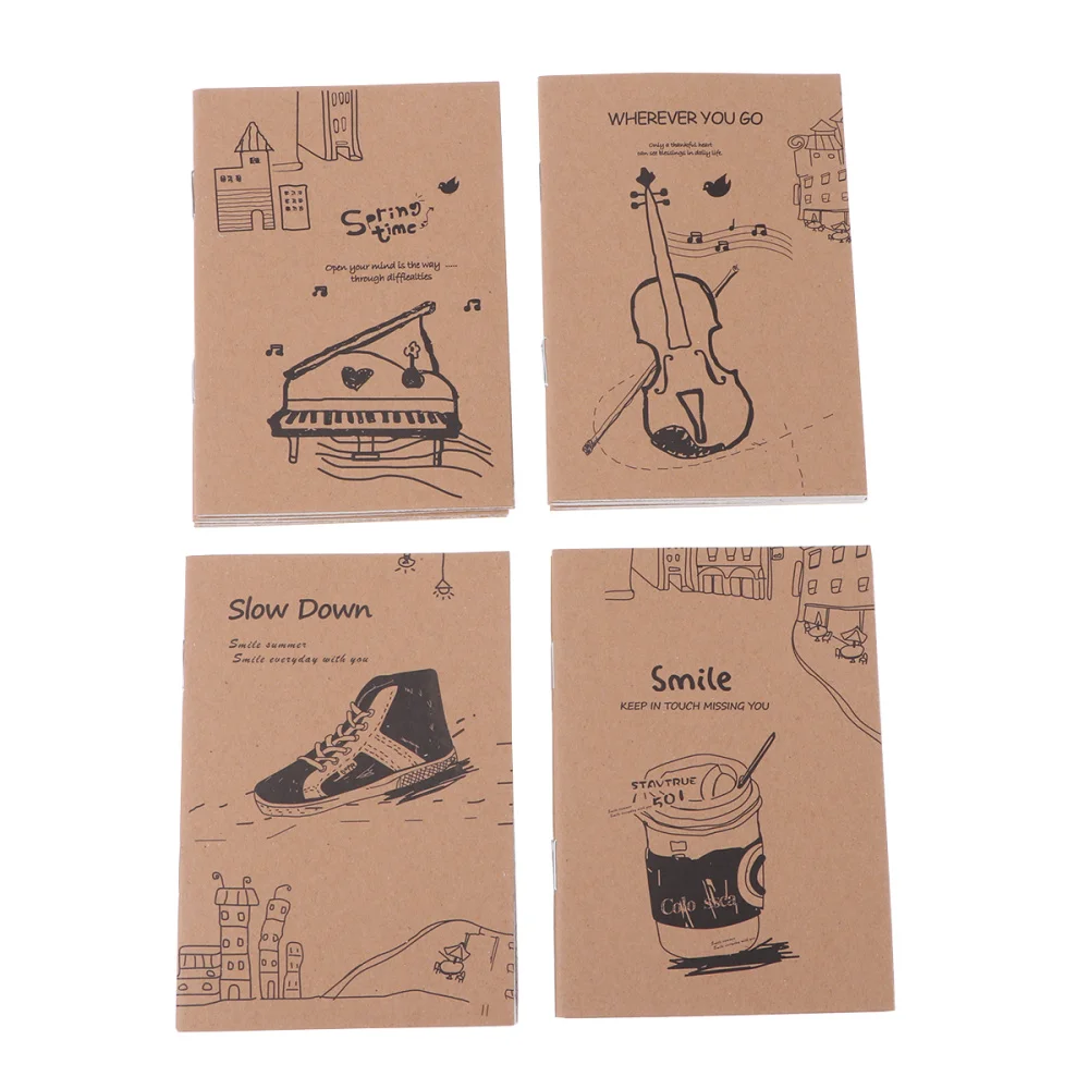

20 Pcs Kraft Paper Notebook Creative Homework Notebook Student Exercise Book Cover A5 Notebook (Random Pattern)