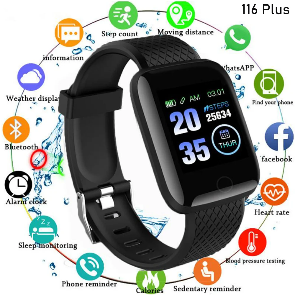 

116Plus D13 Smart Watch Men Women Fitness Tracker Heart Rate Blood Pressure Monitor Sport Waterproof Smartwatch For Android IOS