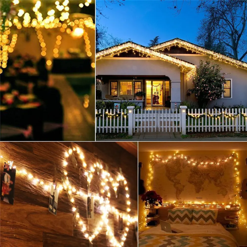 

100LEDs Solar LED Copper Wire Lamp 12m Stable Lighting and Flash Outdoor Waterproof Holiday Christmas, New Year Decor String