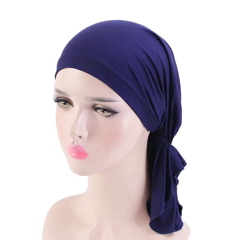 Muslim Bamboo Cotton Pre-Tied Scarf Chemo Bonnet Caps Women Hair Accessories Cancer Bandanas Headscarf Wrap Pirate Hat Headwear |