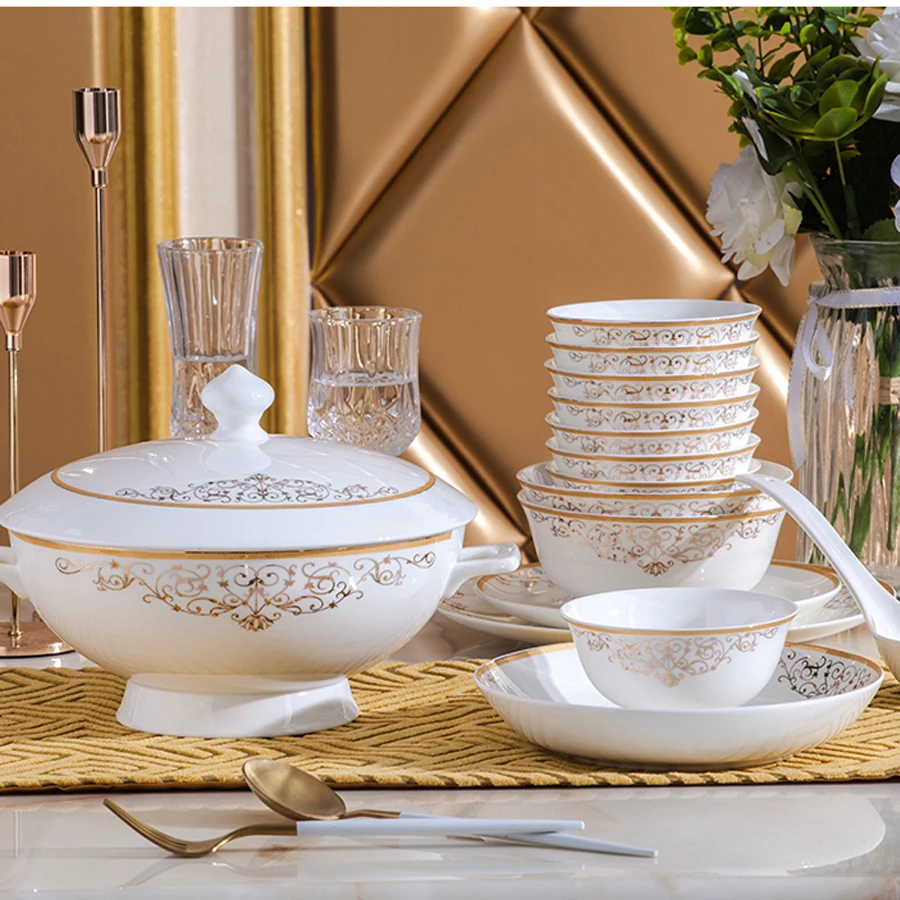 60 голов Цзиндэчжэнь керамическая тарелка для обеда домашняя миска супа вкус