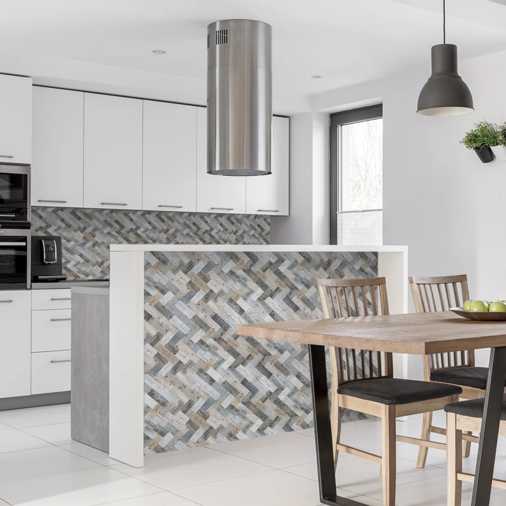 Funlife® Herringbone Natural Wood Wall stickers Tile Stickers Waterproof Peel & Stick Wallpaper for Bathroom Kitchen Furniture