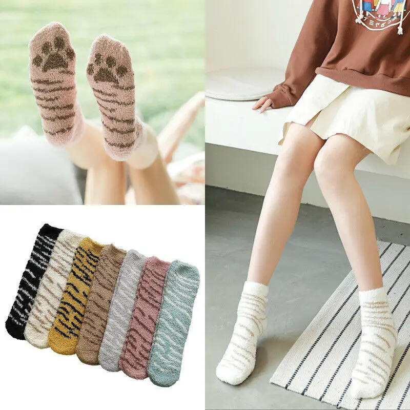 Горячие женские повседневные носки пушистые теплые тапочки милые с изображением