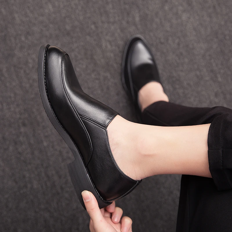 Мужская кожаная повседневная обувь Удобные туфли-оксфорды без застежки Уличная