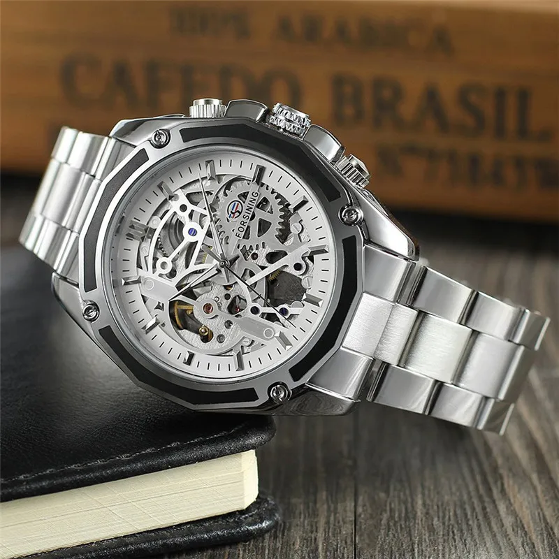 FORSINING автоматические механические мужские наручные часы военные спортивные