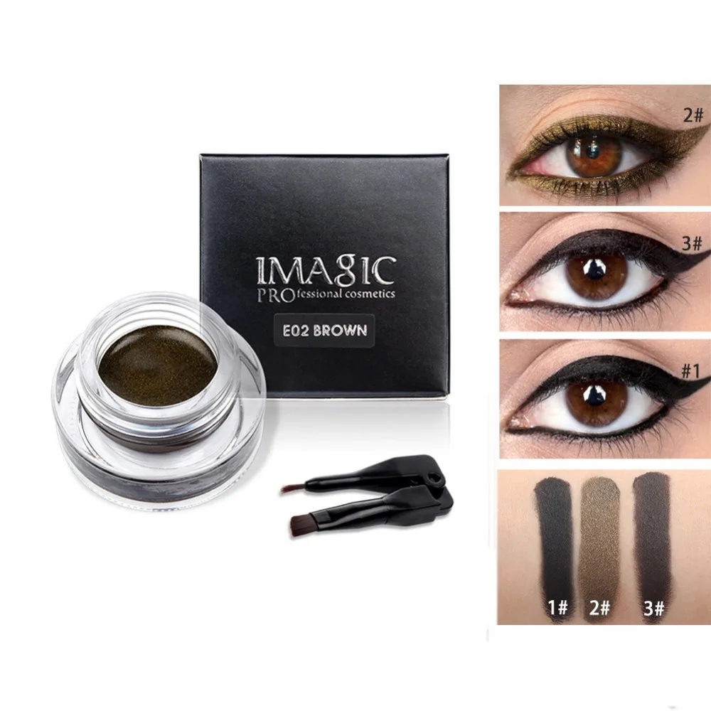 Бренд IMAGIC Eyes Makeup 3 Цвета Пигмент матовая Мерцающая водостойкая гелевая подводка