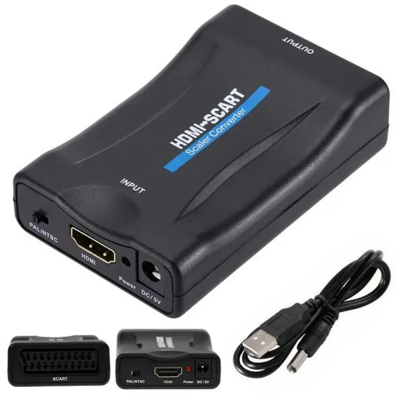 

Портативный адаптер HDMI на SCART, HD Видео Аудио высококлассный переходник, USB кабель, ТВ, DVD, HD ТВ конвертер, универсальный