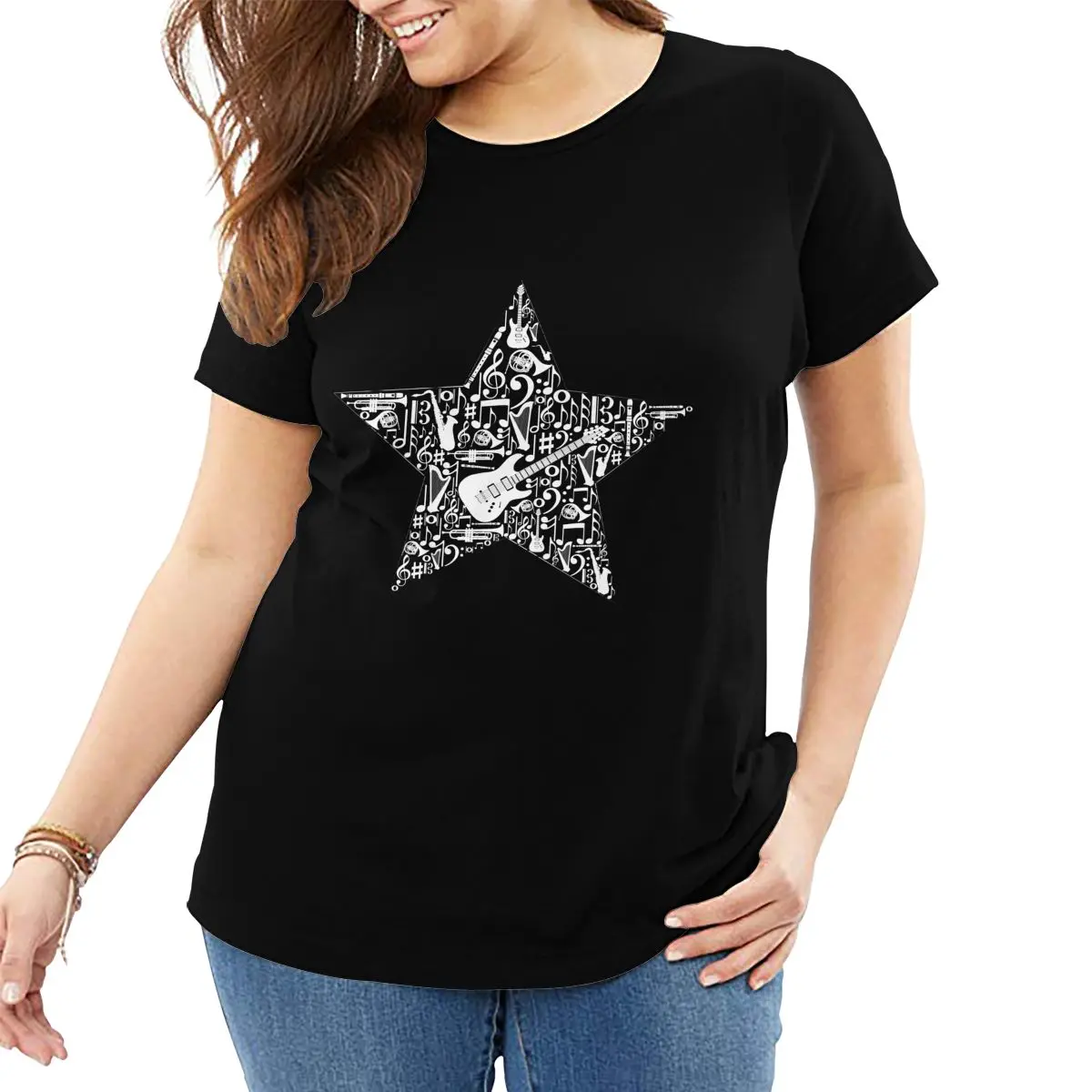 

Футболка женская, с забавным принтом в виде звезд, с коротким рукавом, большие размеры 6XL