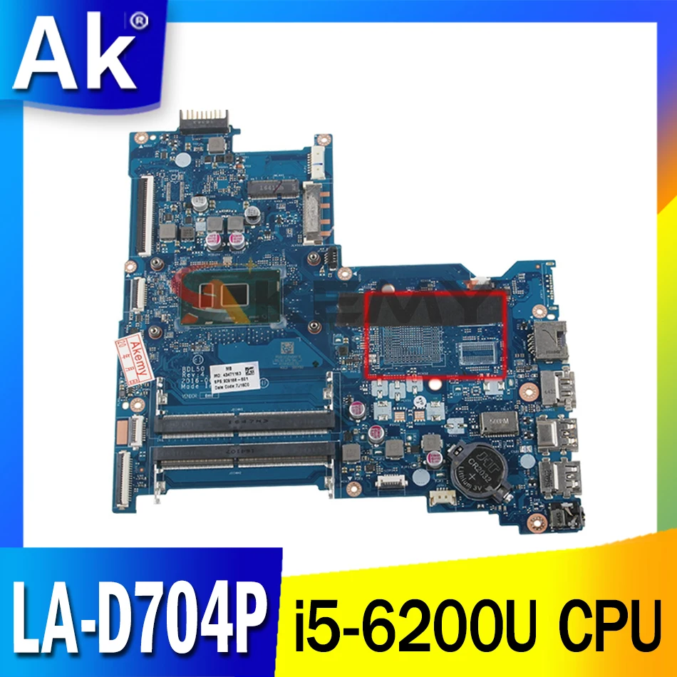 

Оригинальная материнская плата для ноутбука HP 15-AY 854945-601 854945-001, модель BDL50, с процессором SR2EY i5-6200U DDR4 100%, протестирована, быстрая доставка