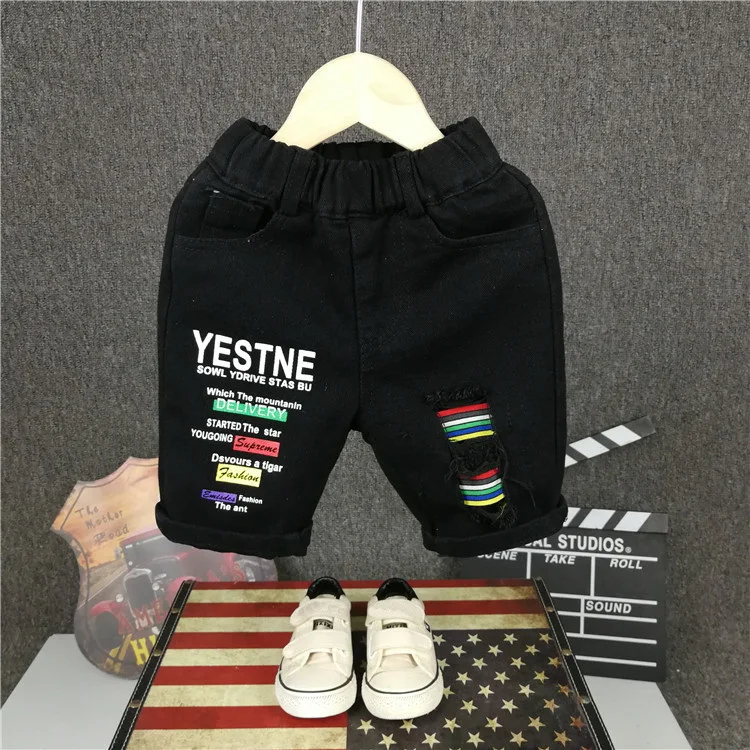 Новые модные джинсы для маленьких мальчиков короткие штаны шорты с дырками