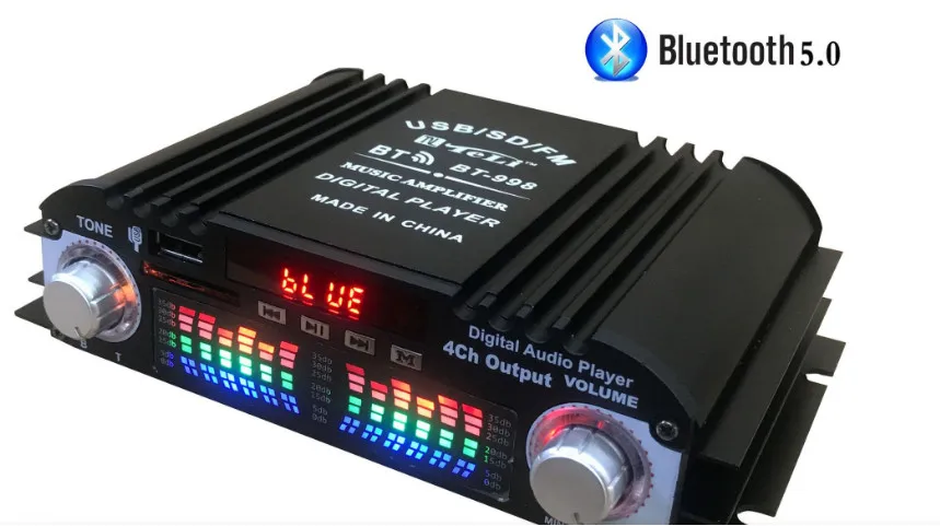 4 канальный мини усилитель звука для домашнего компьютера с Bluetooth 12 в пост. Тока 40