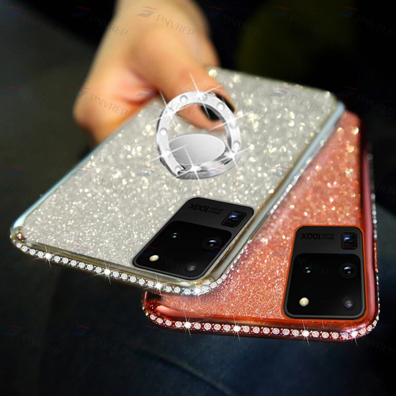 360 Блестящий Мягкий чехол из ТПУ с кольцом для Samsung Galaxy Note 20 10 Lite 8 9 S10e S20 Ultra S10 S8 S9 Plus