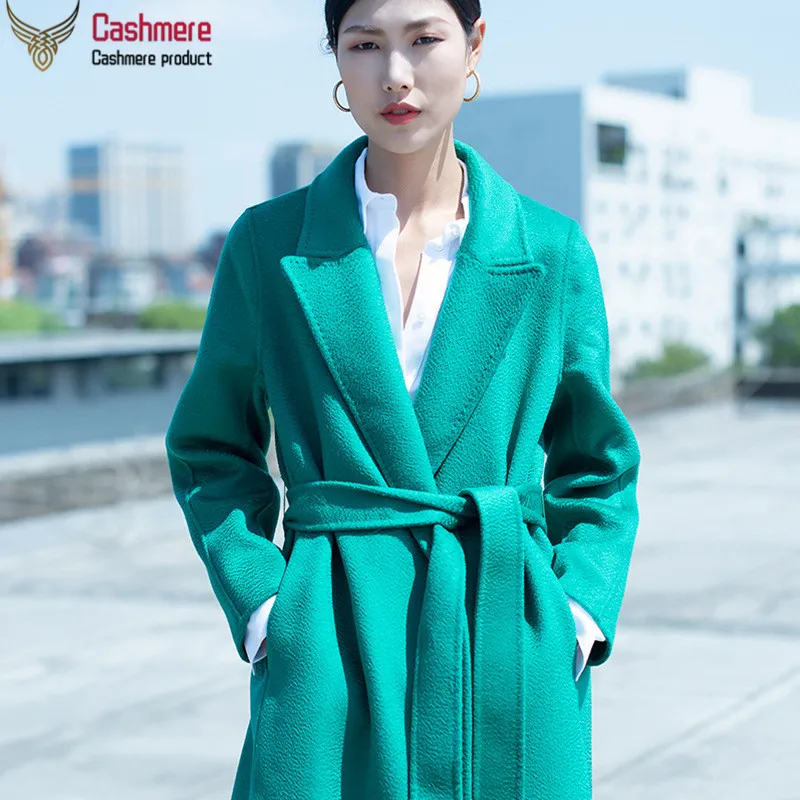 Женское двухстороннее шерстяное пальто осенне-зимнее удлиненное Удлиненное