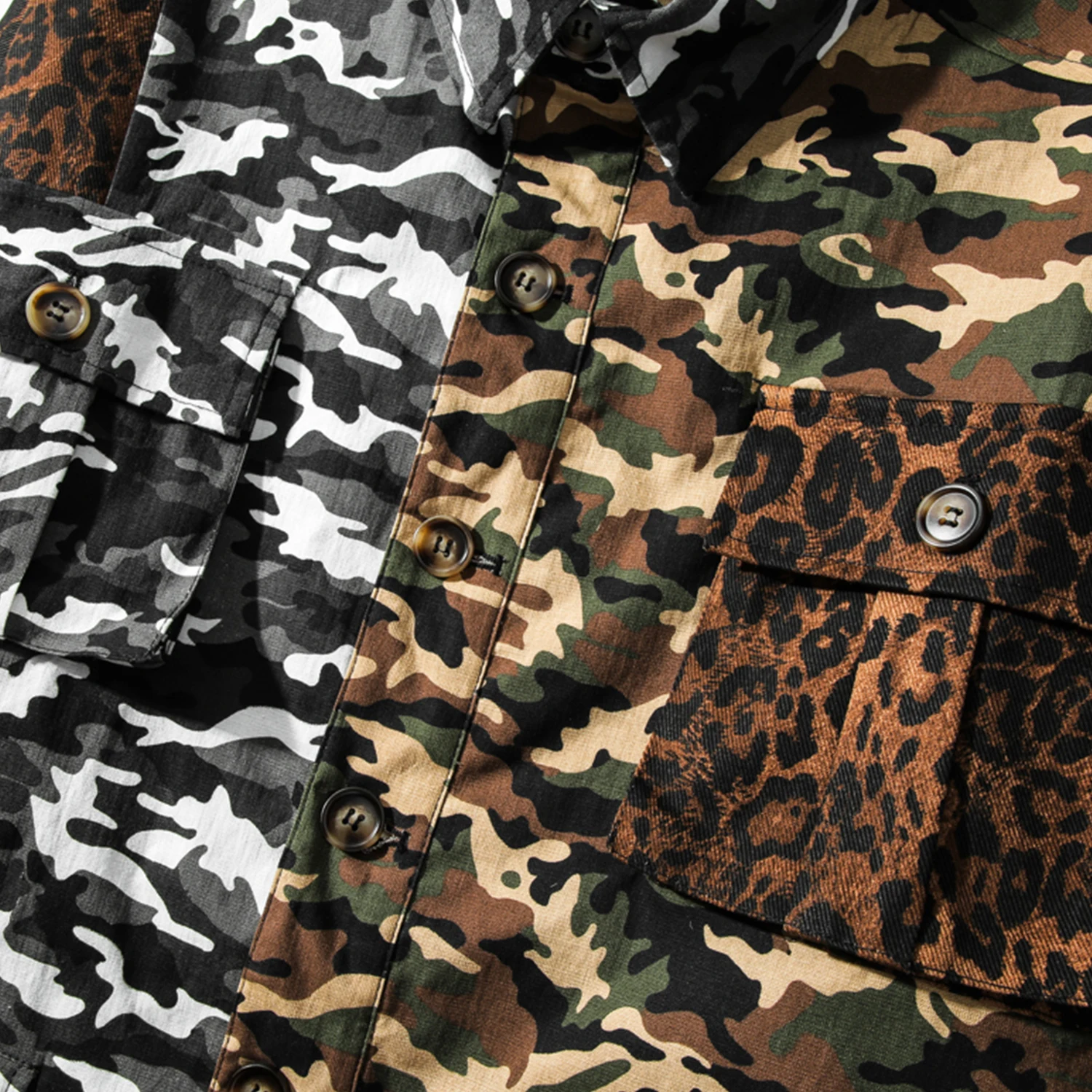 Aelfric Eden Лоскутные леопардовые мужские рубашки с двух сторон 2019 Модные Топы Harajuku